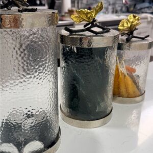Michael Aram Glass Canister Set with Gold Leaf Accents